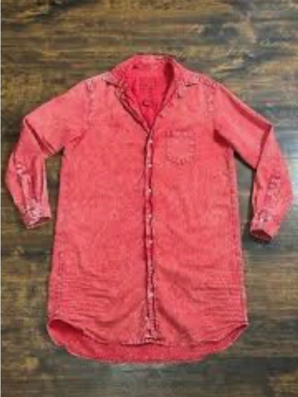 RARE Frank & Eileen MARY Mineral Red Acid Wash Famous Denim Shirt Dress